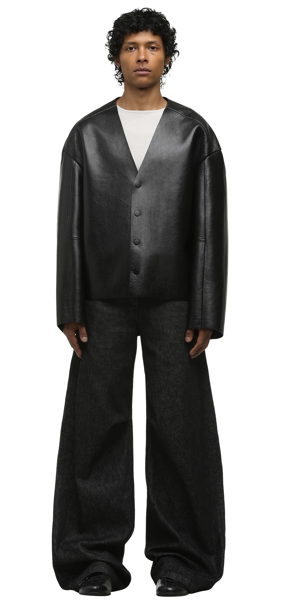 MINIMAL LEATHER JACKET BLACK LEATHER - 4