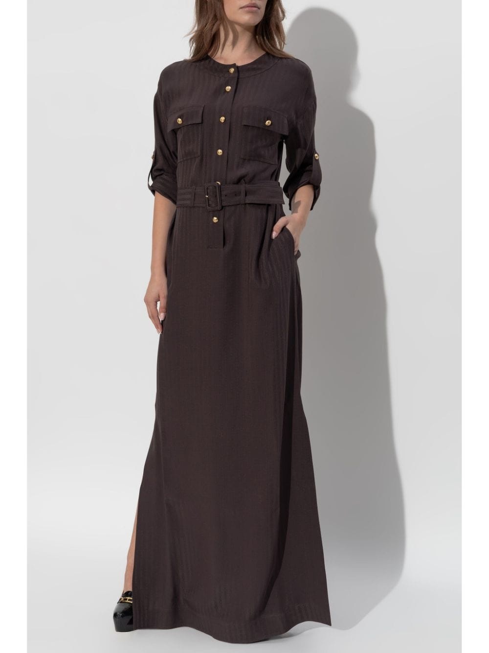 striped belted dress - 3