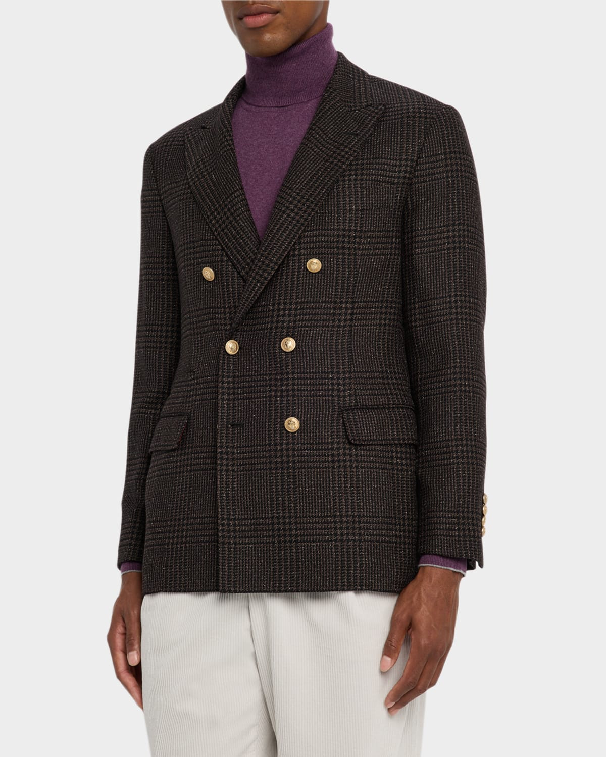 Men's Prince of Wales Double-Breasted Sport Coat - 4