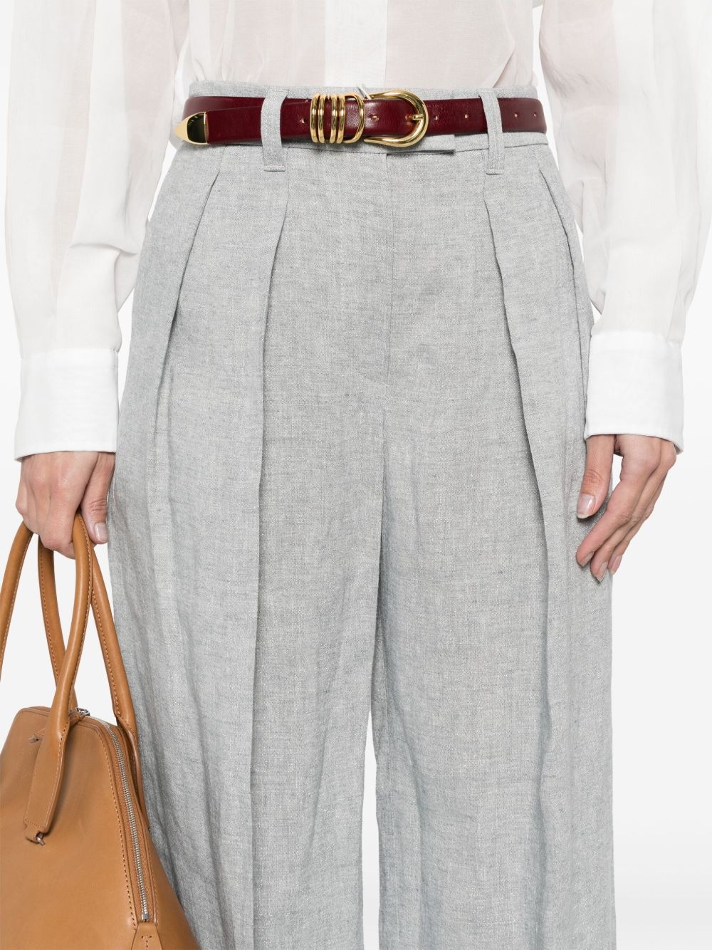 metallic-threading trousers - 5