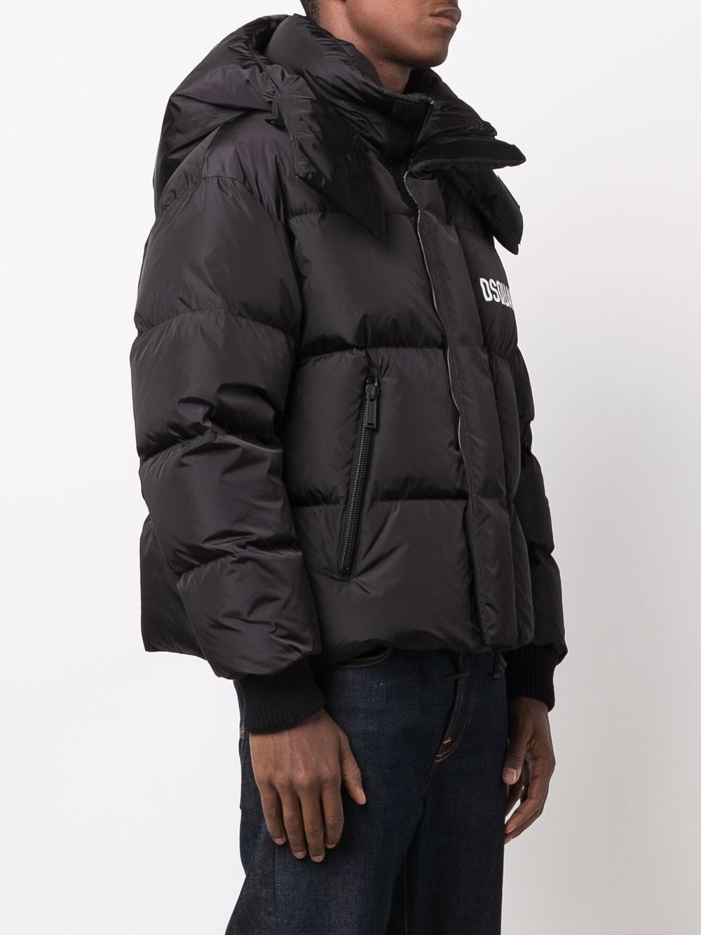 logo-print feather-down padded jacket - 3