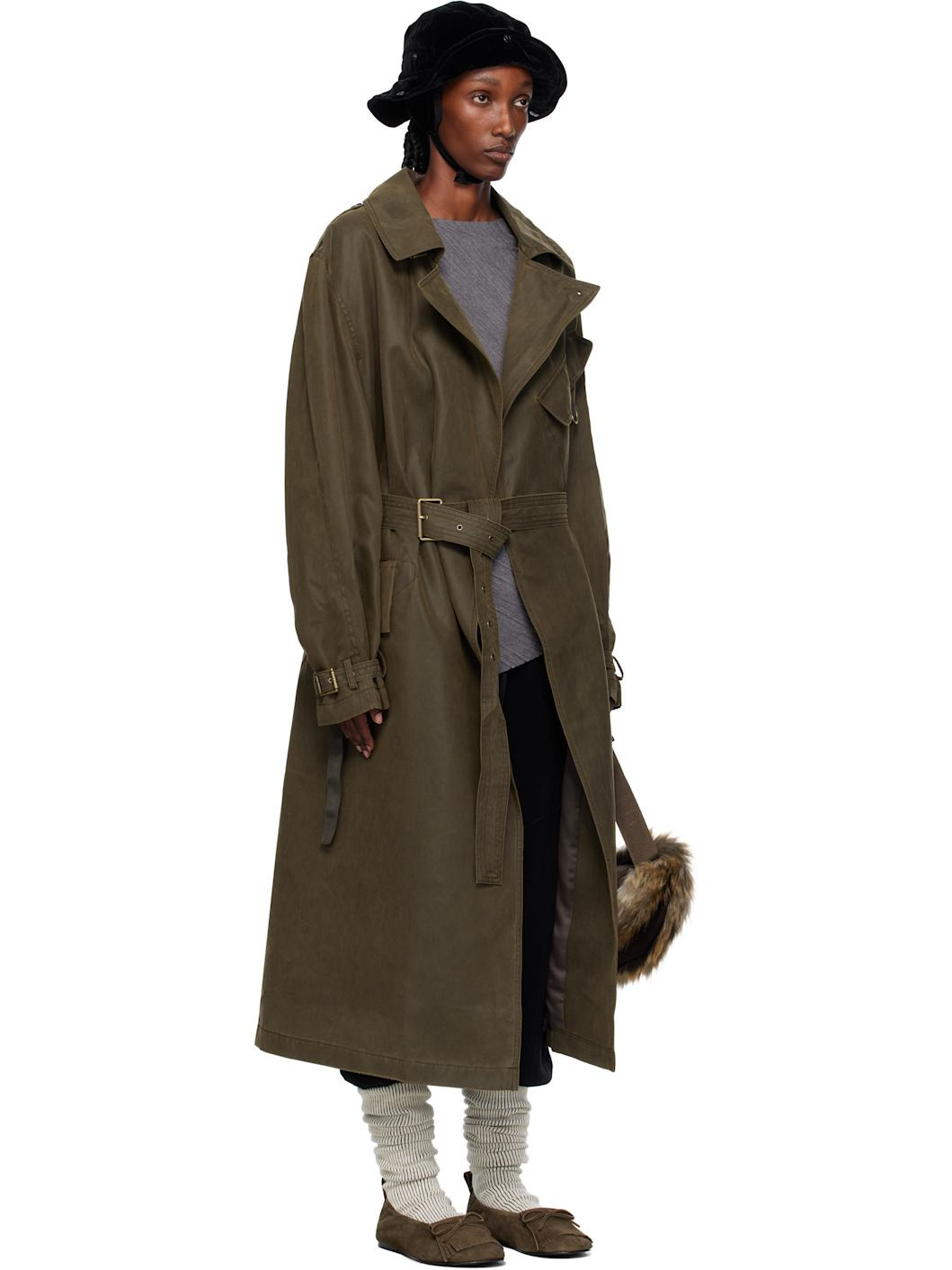 Khaki Motorcycle Maxi Trench Coat - 2
