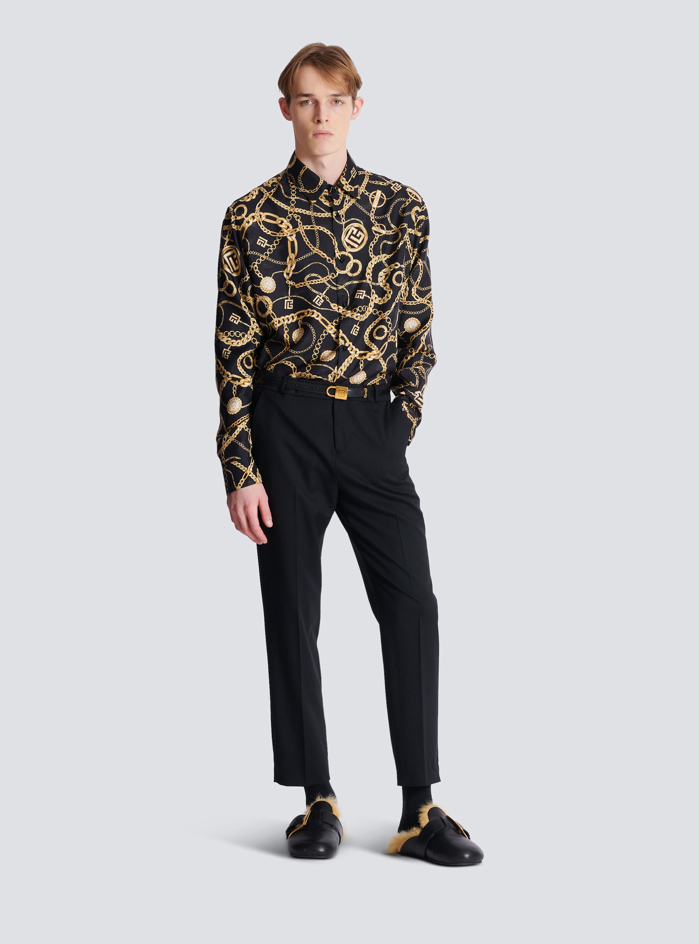 Printed silk shirt with Chaînes pattern - 2