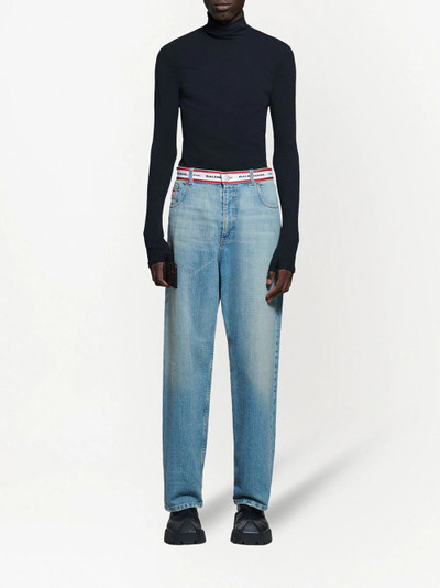 BALENCIAGA logo-waistband straight-leg jeans outlook