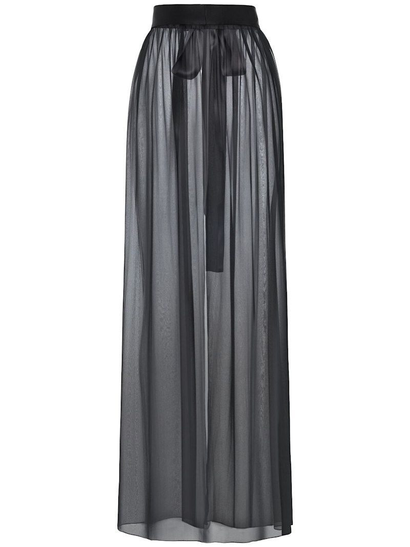 Knotted silk chiffon & satin skirt - 4