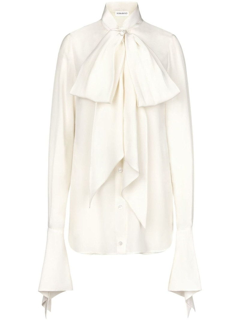 pussy-bow collar silk shirt 1