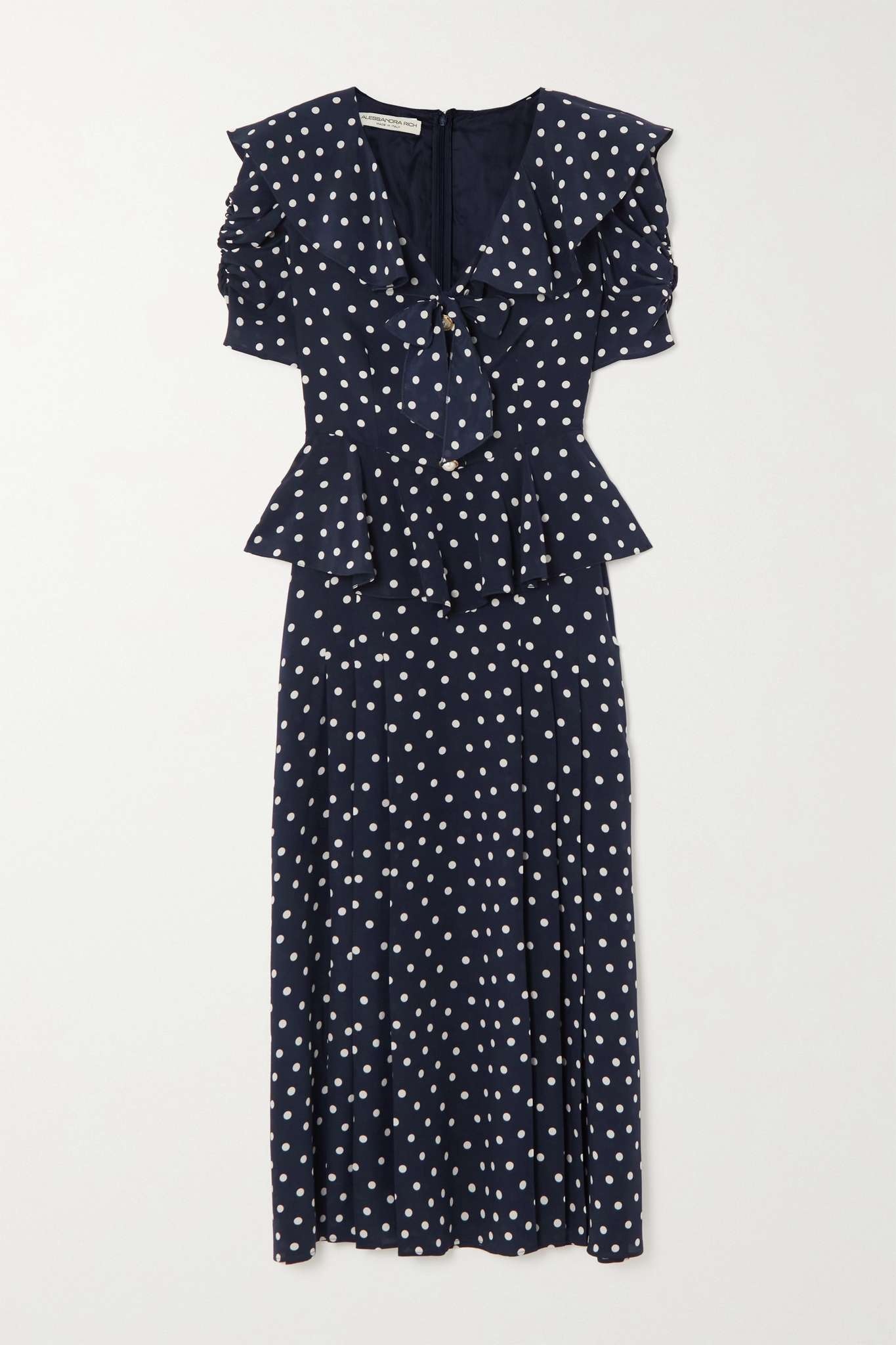 Ruffled polka-dot silk midi dress - 1