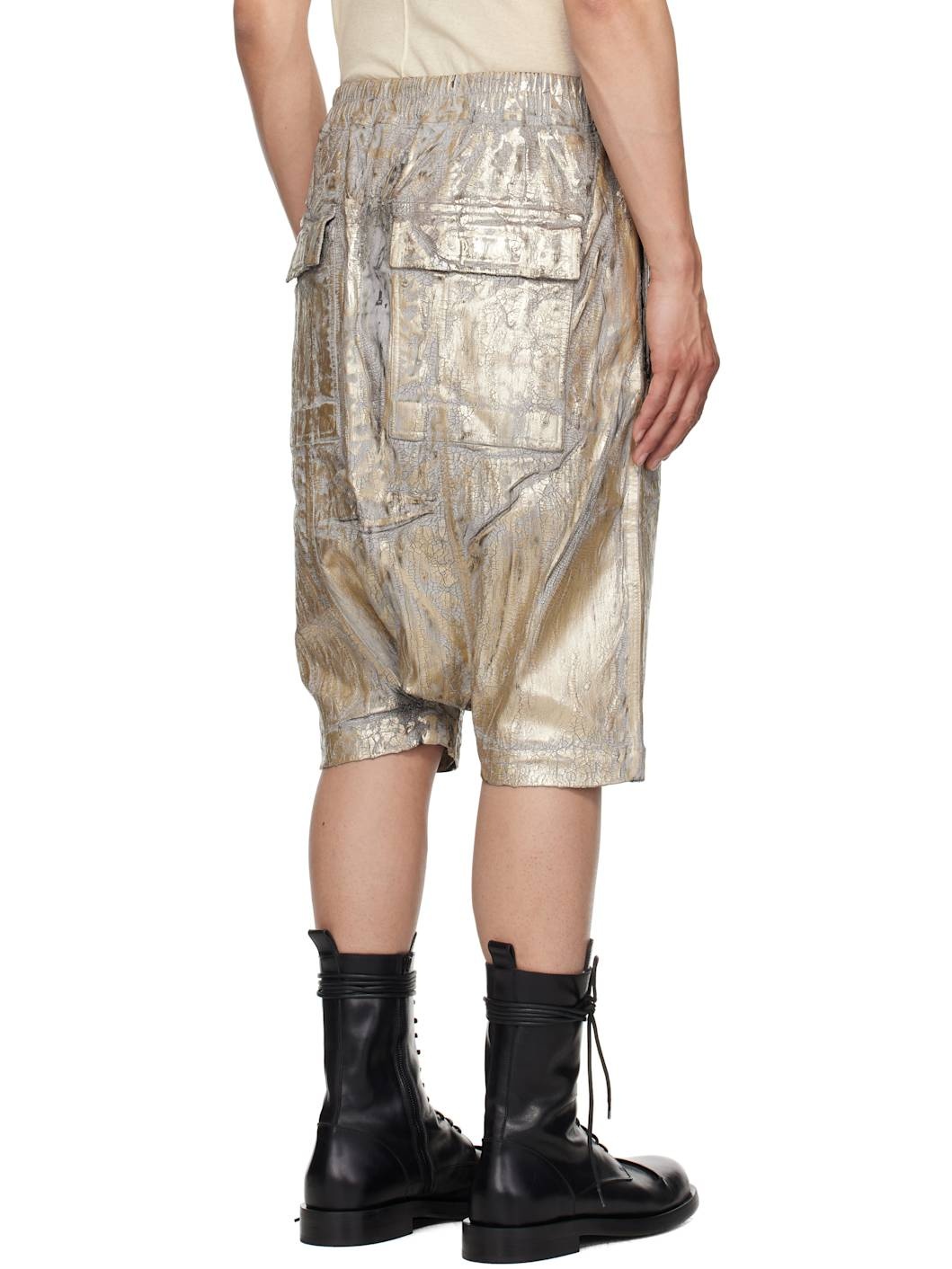 Gold Hollywood Drawstring Pods Denim Shorts - 3