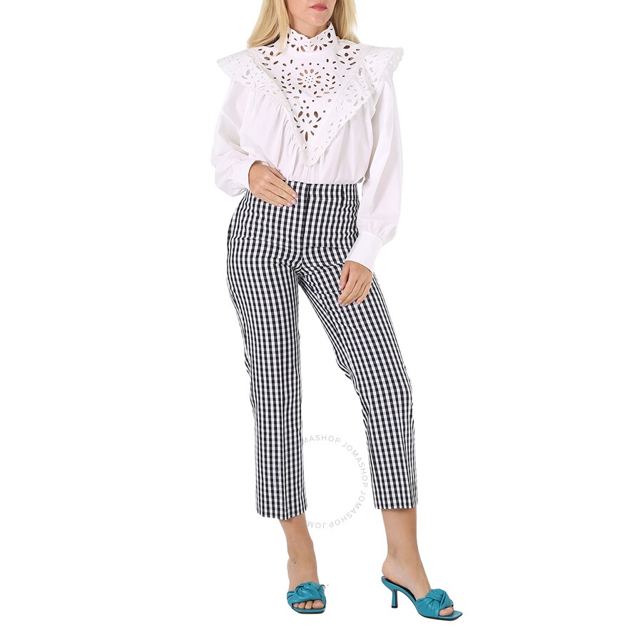 Burberry Ladies Gingham Cropped Trousers - 6