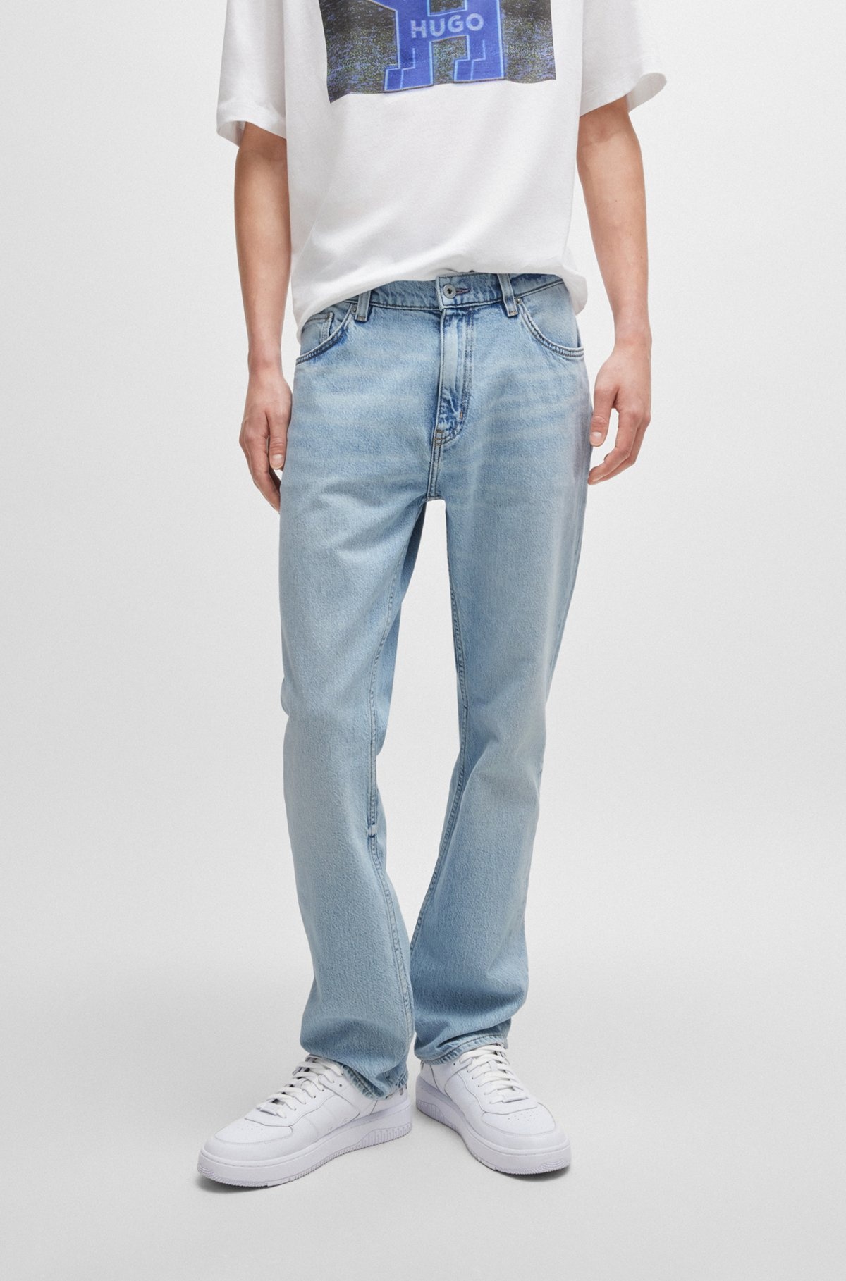 SLIM-FIT JEANS IN BLUE STRETCH DENIM - 2