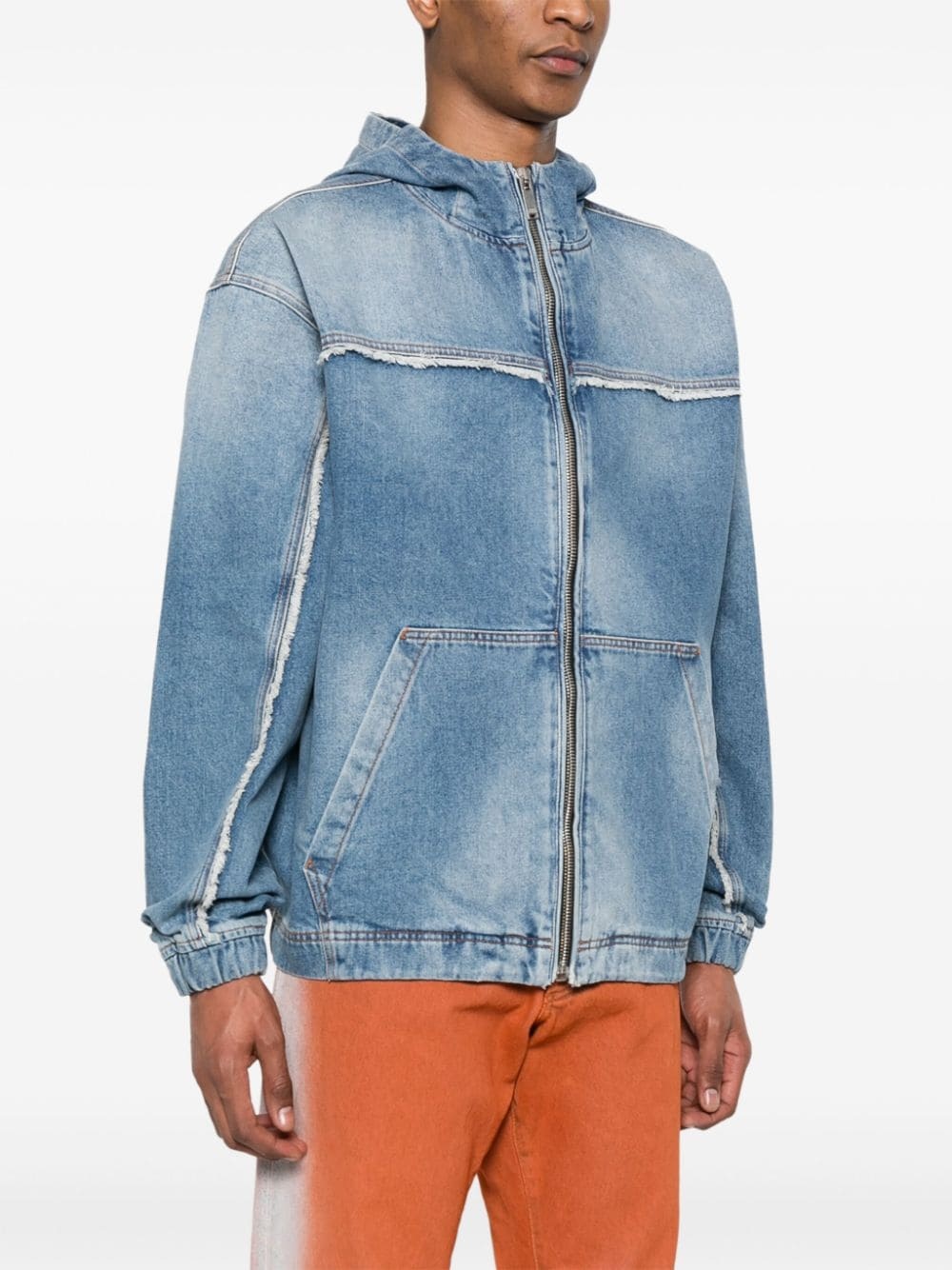 fringed denim hooded jacket - 3