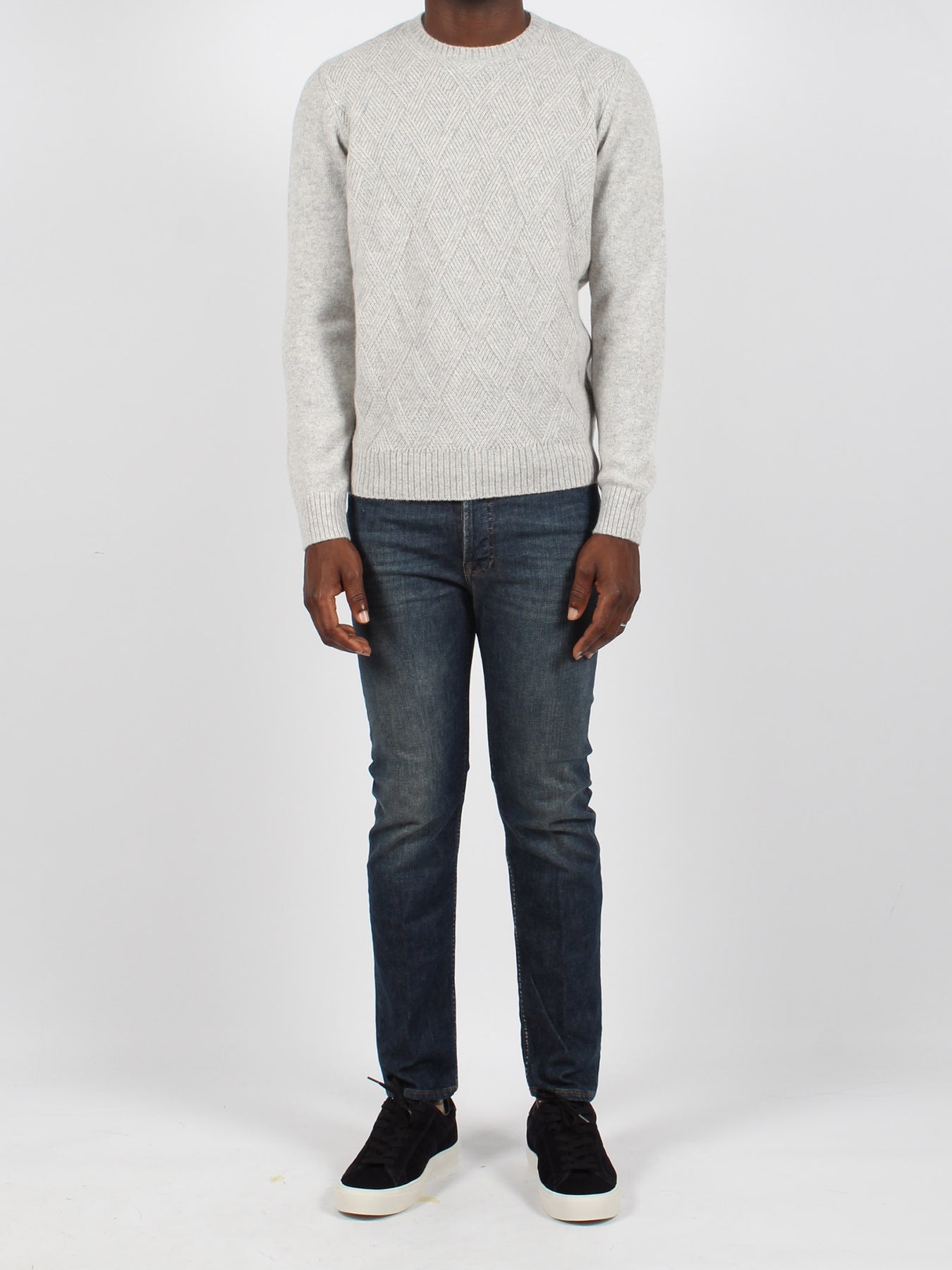 Herno Herringbone plain cashmere resort sweater