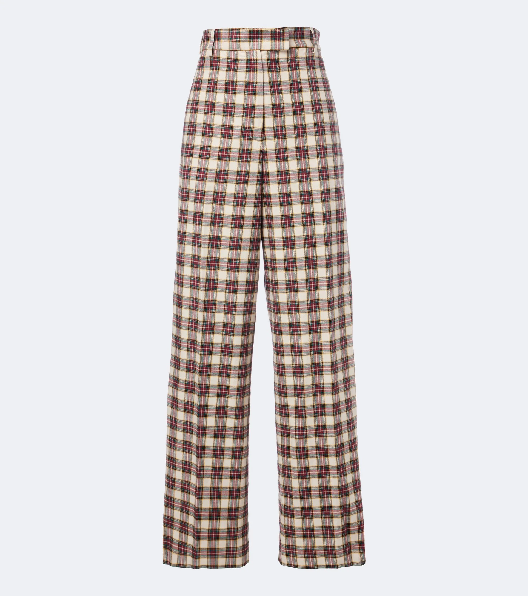 Plaid cotton flannel wide-leg pants - 1