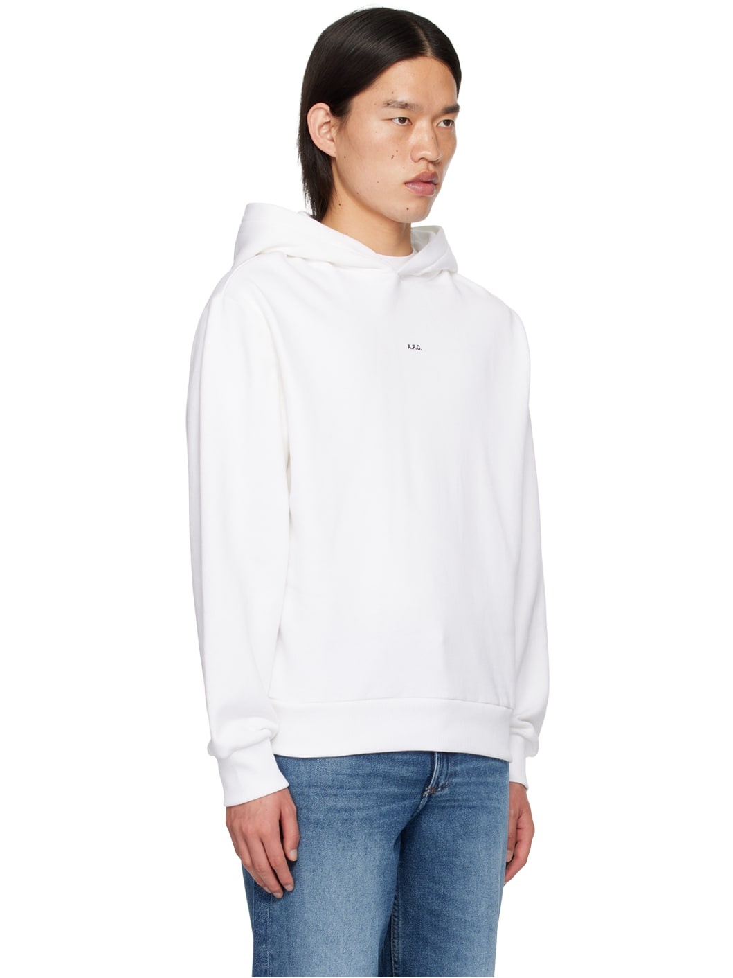 White Boxy Printed Micro Logo Hoodie - 2