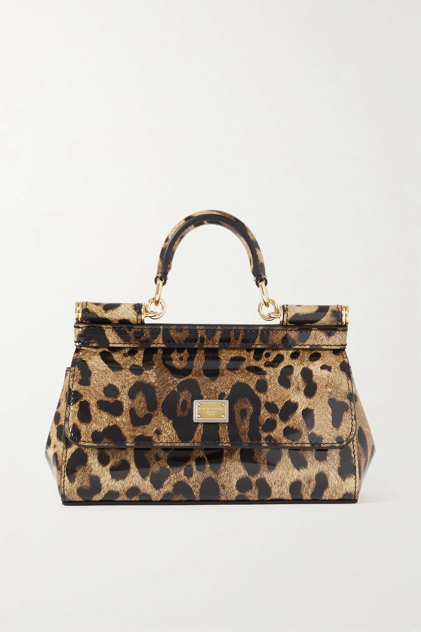 Sicily small leopard-print patent-leather tote - 1