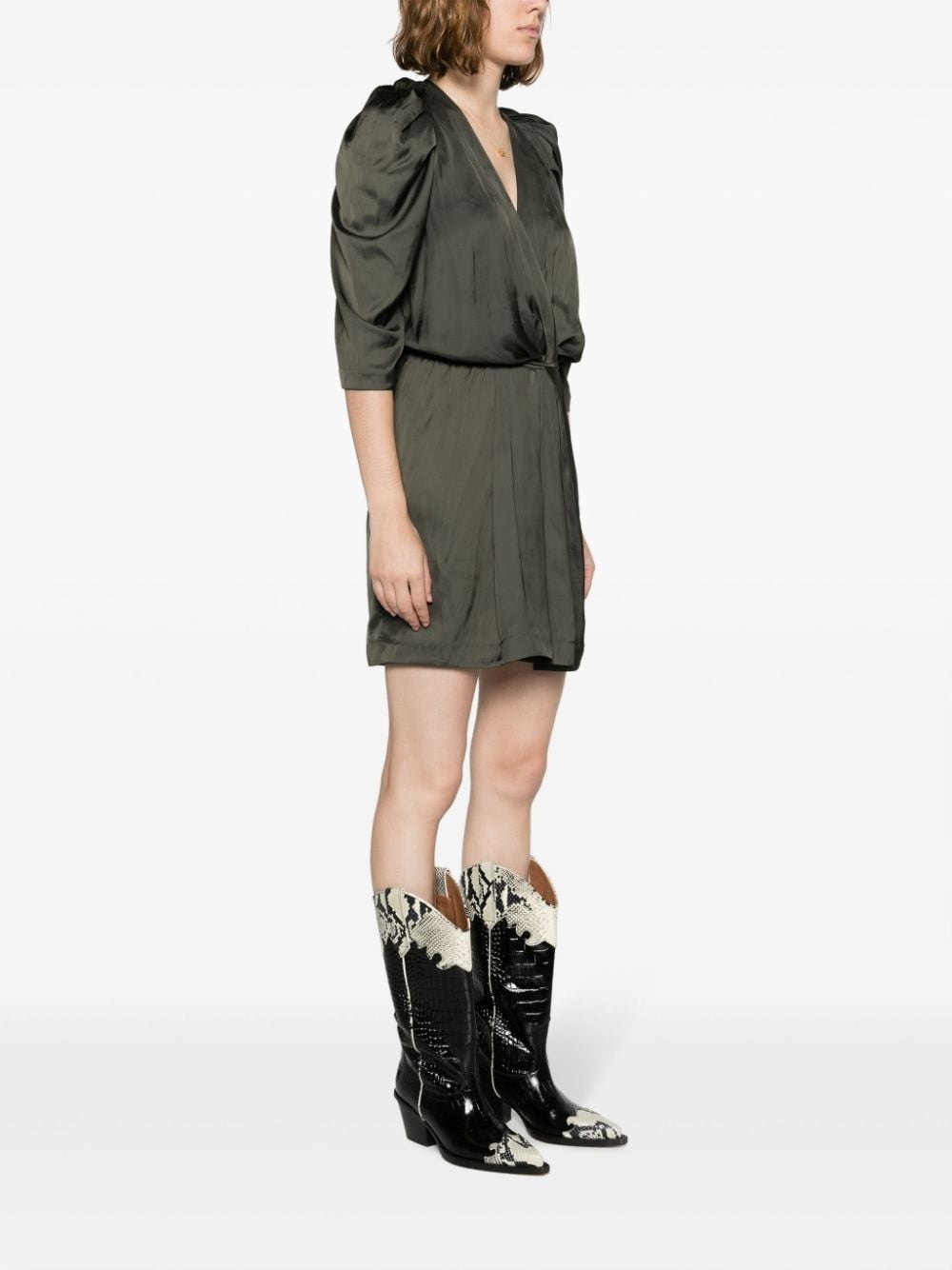 Ruz pleat-detail satin minidress - 3