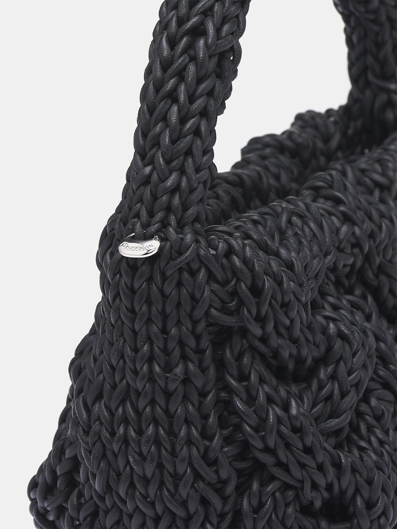Small Leather Cable Knit Bag - 4