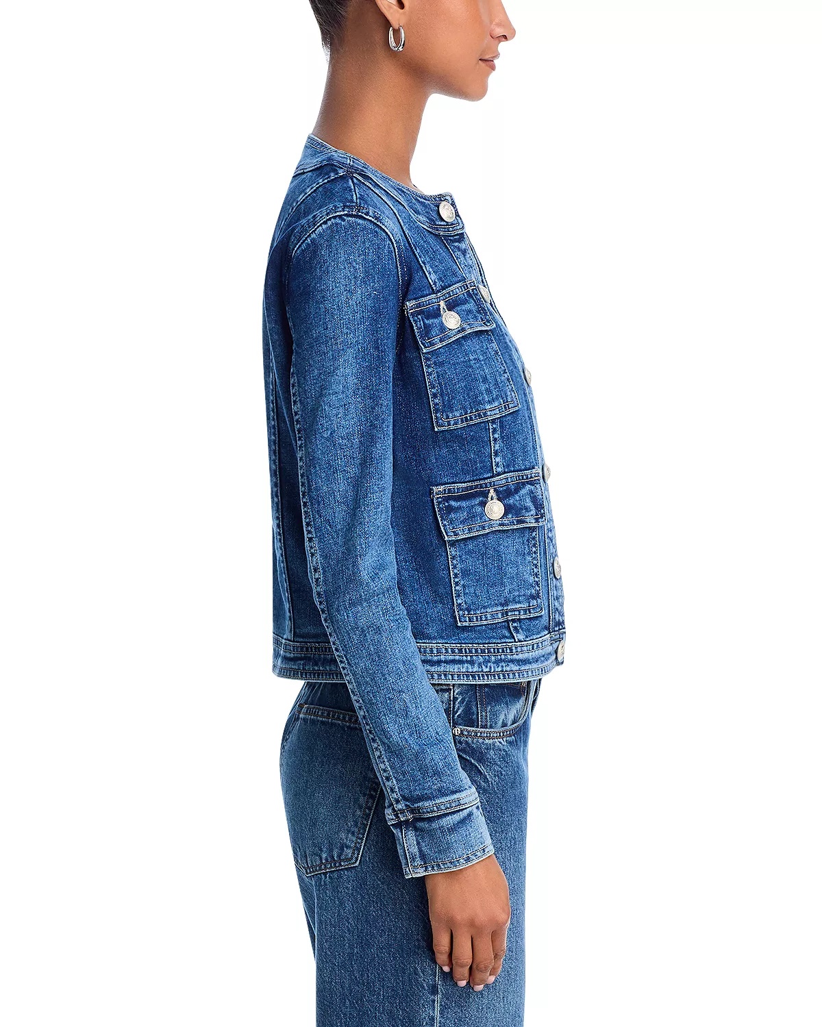 Yari Collarless Denim Jacket - 4