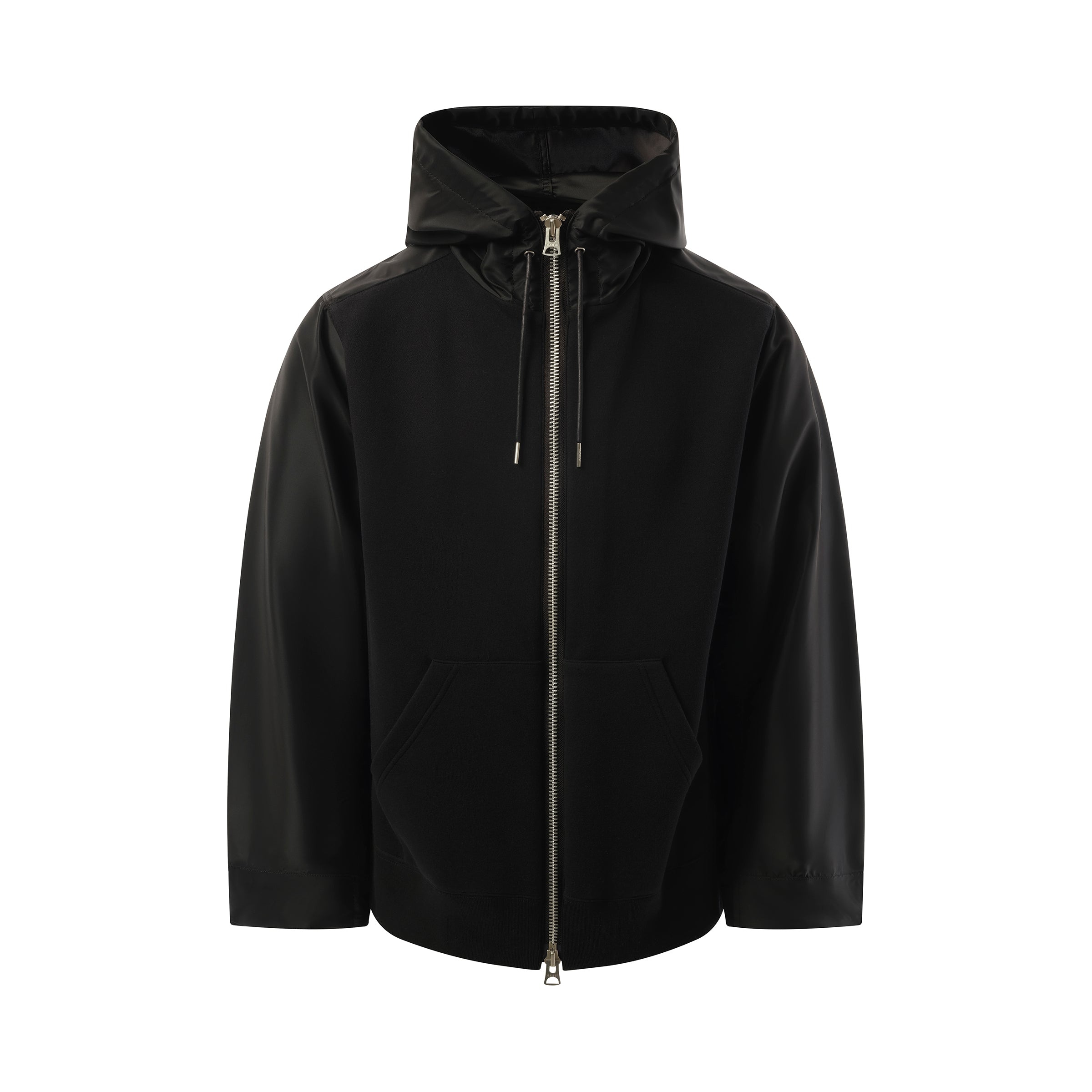 Balloon Nylon Twill x Sponge Sweat Hoodie in Black - 2