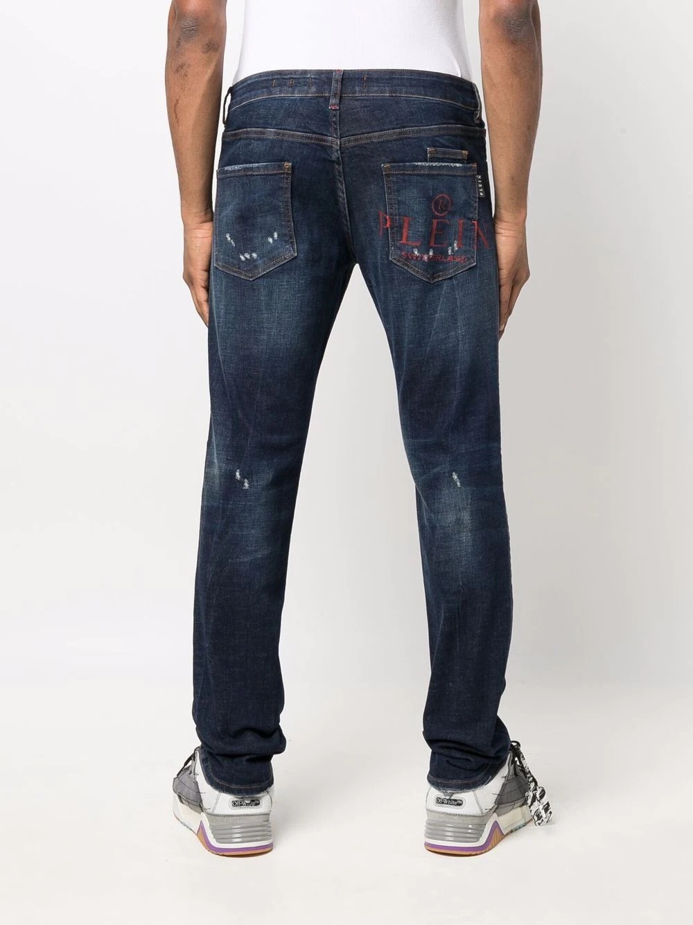 distressed logo-print jeans - 4