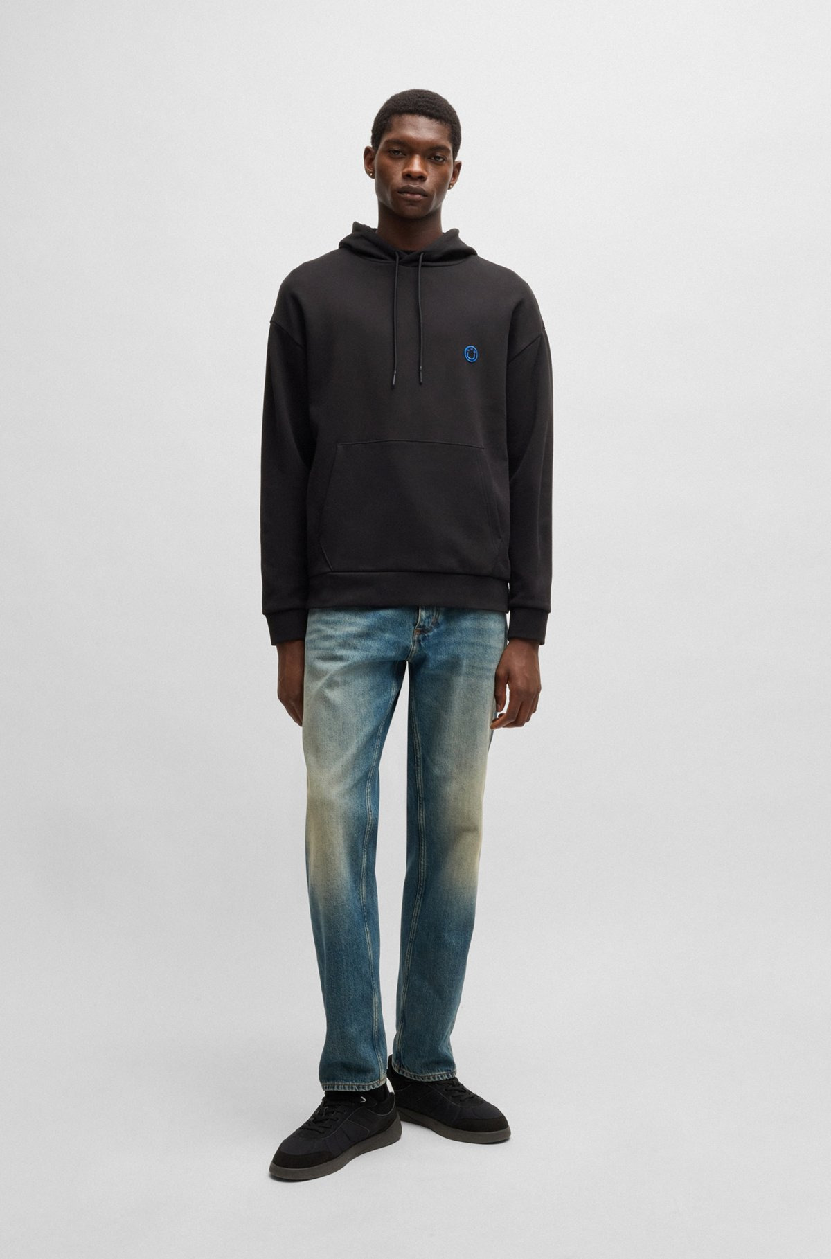 COTTON-TERRY HOODIE WITH HAPPY HUGO LOGO - 4