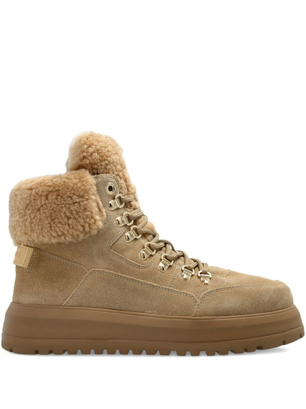 lace-up shearling boots - 1