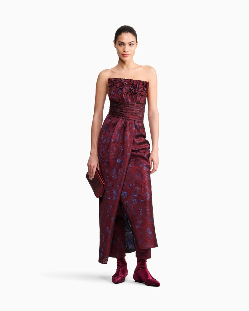 STRAPLESS EVENING DRESS WITH FLORAL EMBROIDERY AND BEADING 2