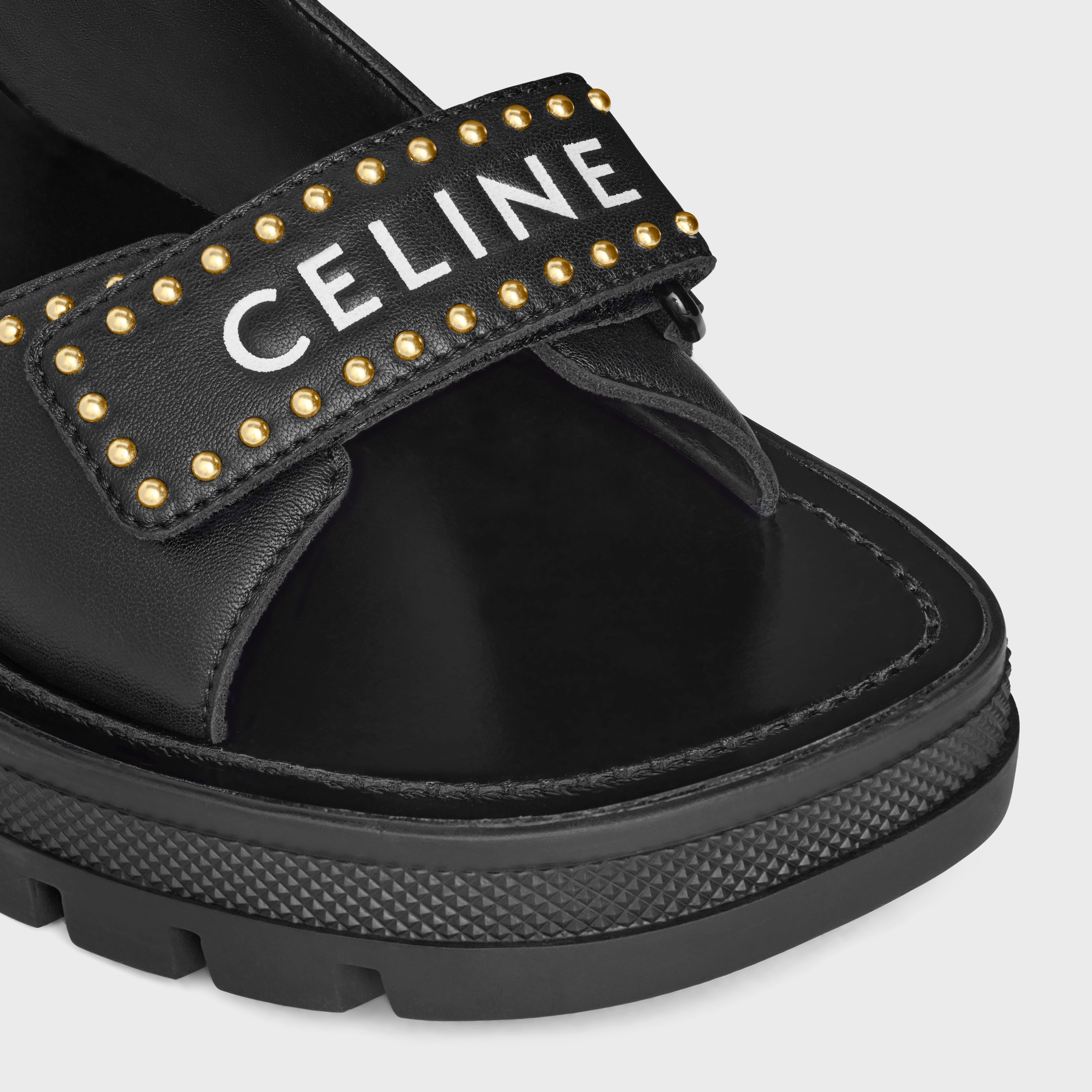 CELINE LEO STUDDED CHUNKY SANDAL in CALFSKIN - 4