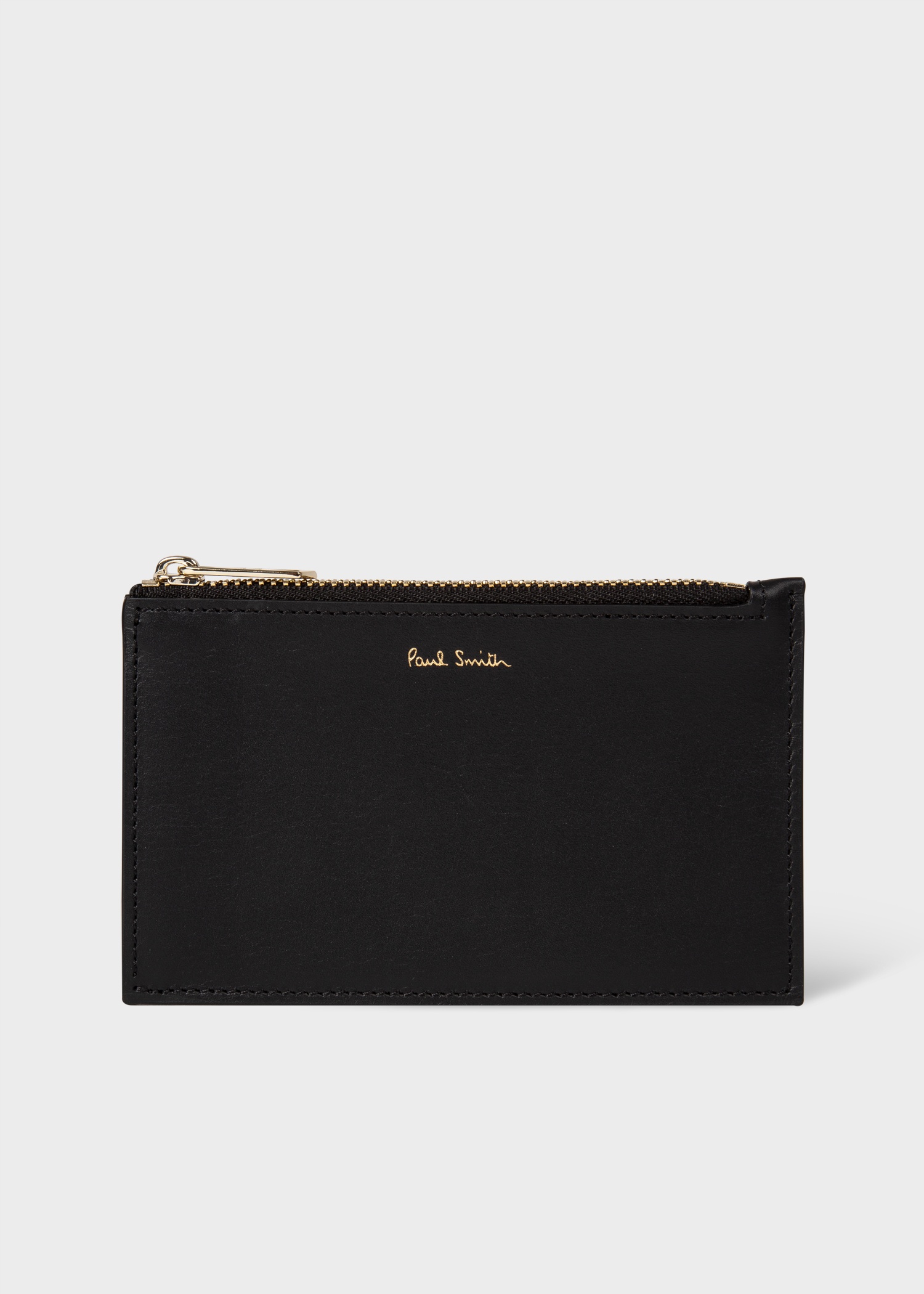 Black 'Signature Stripe' Leather Zip Pouch - 1