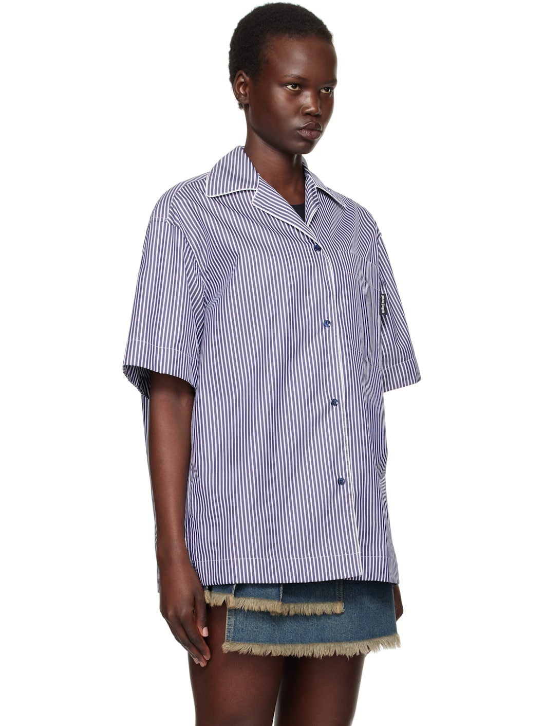 Navy Curved Logo Striped Shirt - 2
