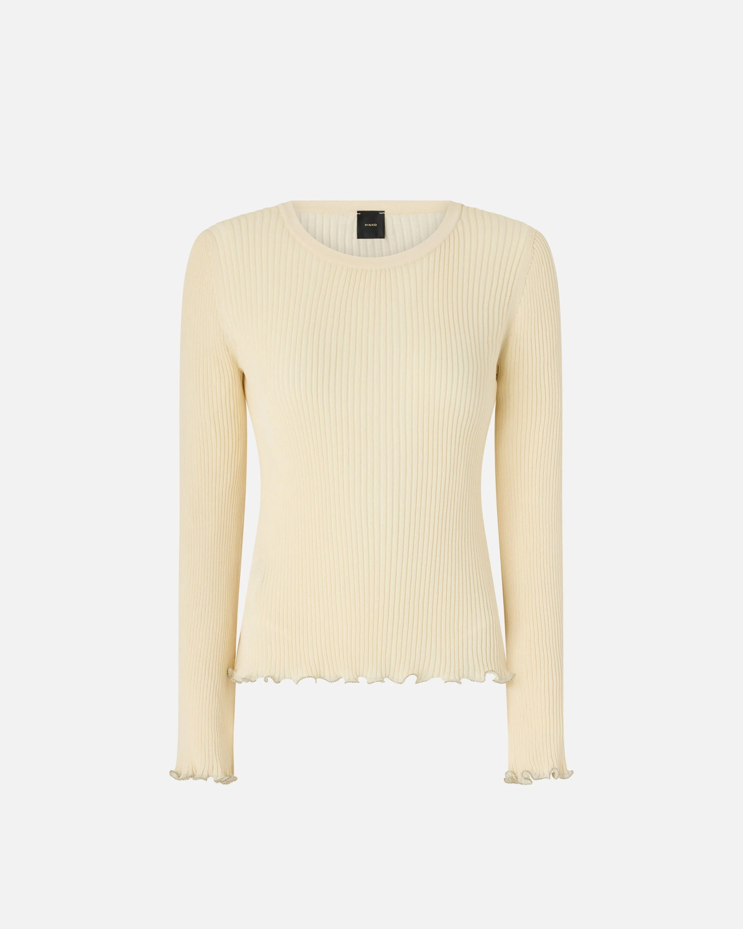 RIBBED SWEATER WITH JEWEL EDGES - 1
