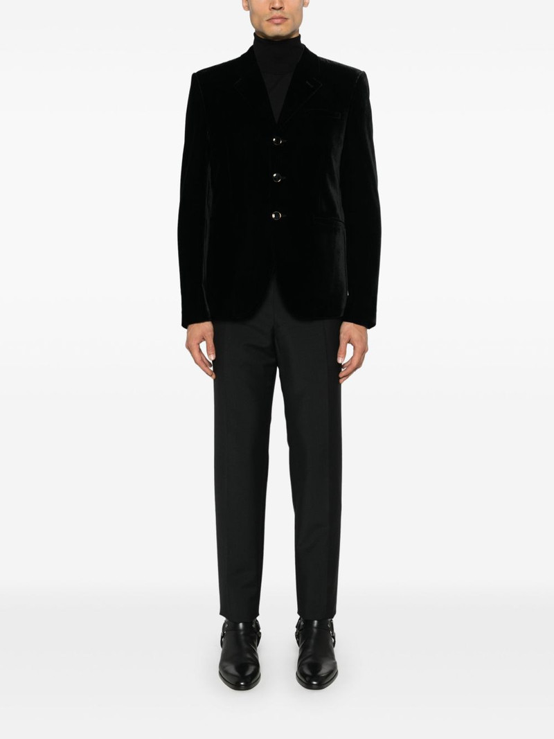 SAINT LAURENT single-breasted ribbed blazer outlook
