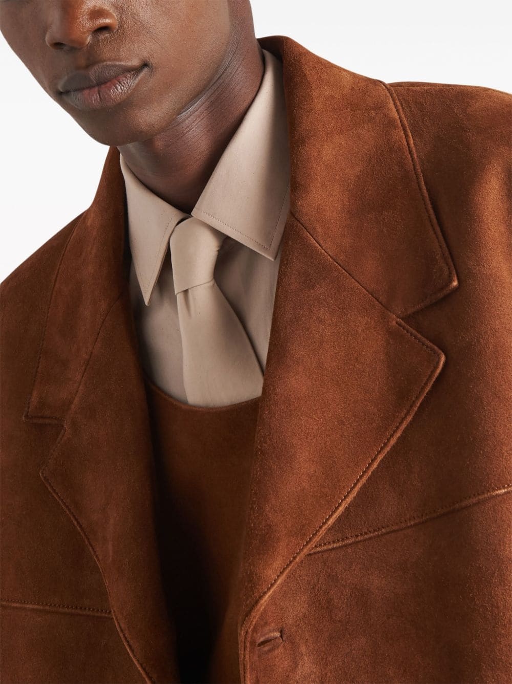 single-breasted leather coat - 4