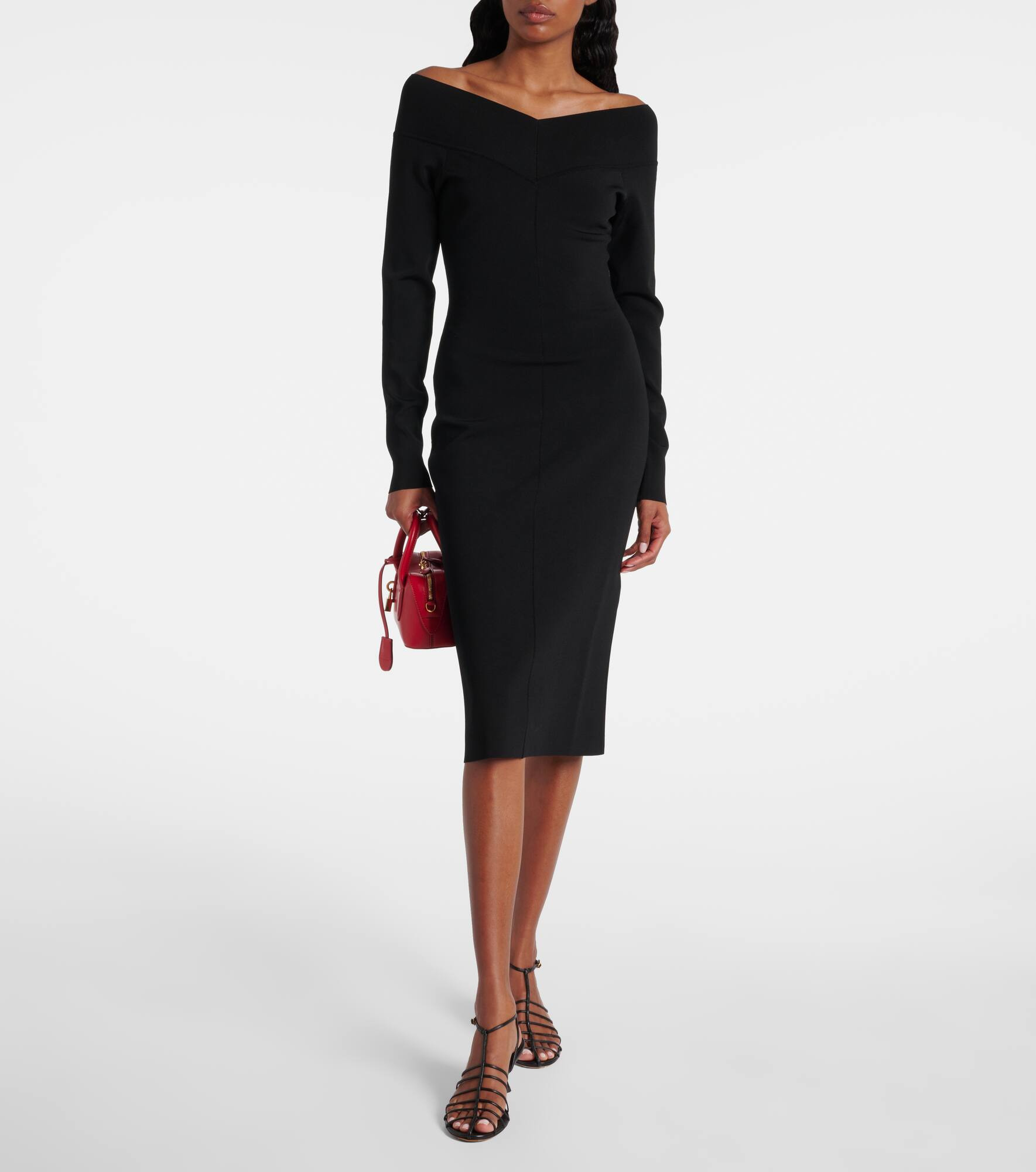 Off-shoulder jersey midi dress - 2