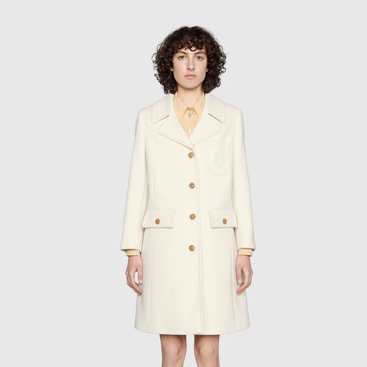 Double G embroidery wool coat - 3