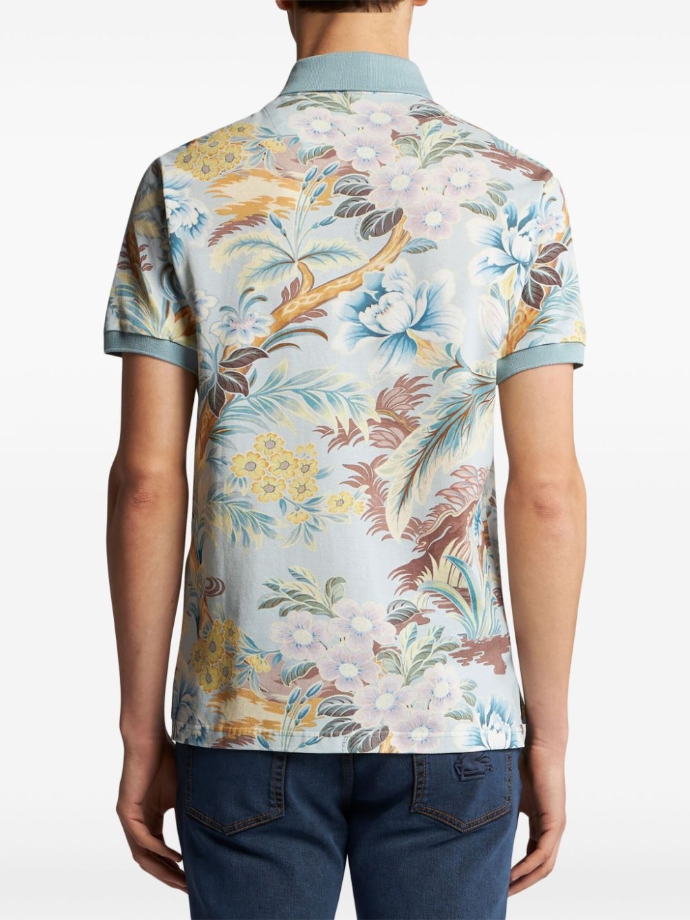 floral-print polo shirt - 3