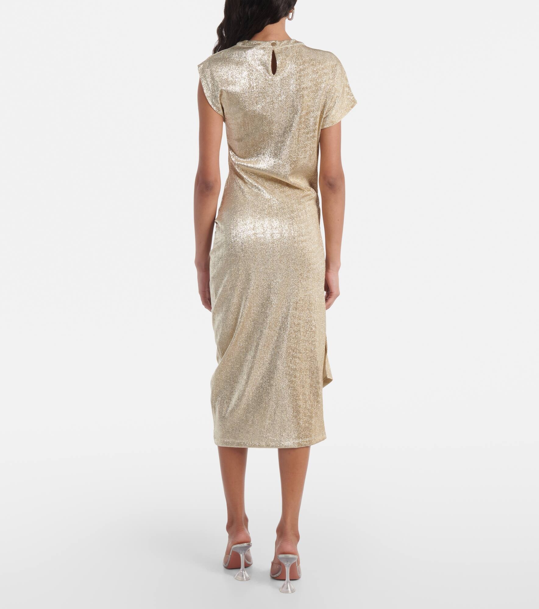 Asymmetric draped midi dress - 3