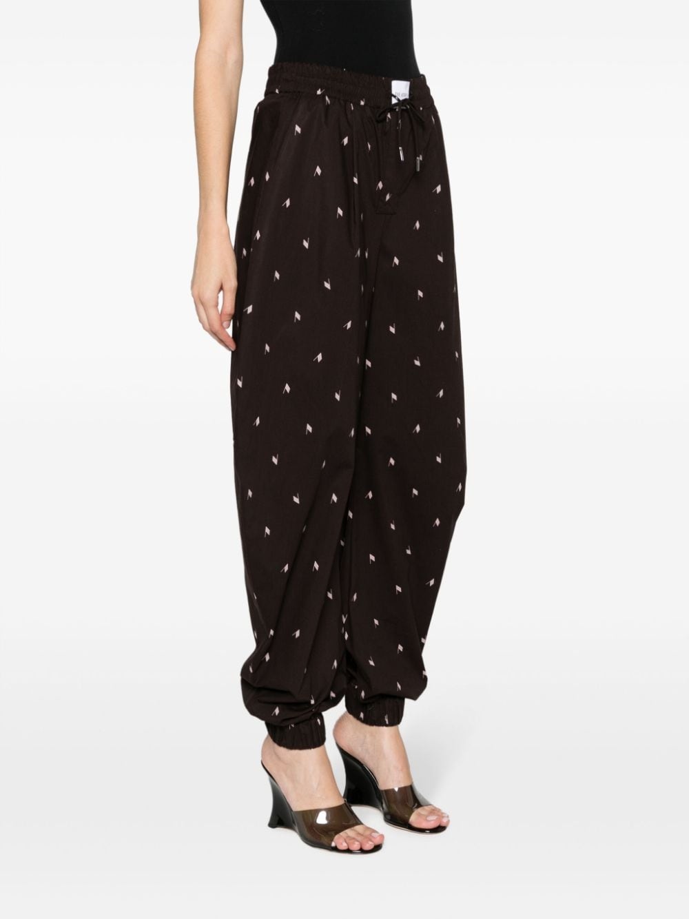 logo-print cotton tapered trousers - 3