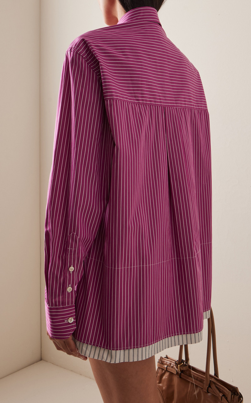 Striped Cotton Mini Shirt Dress pink 4