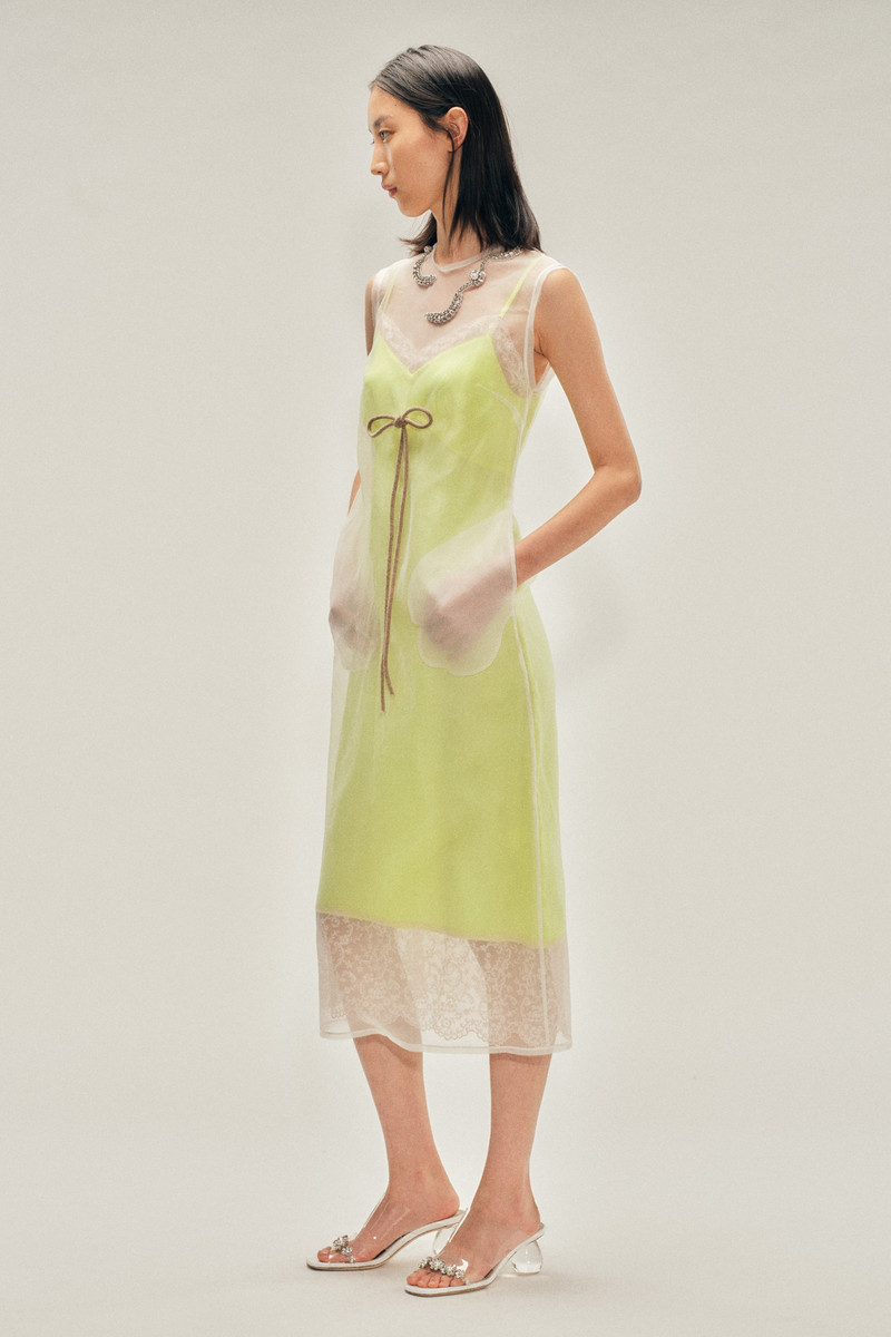 Simone Rocha Embellished Sheer Frayed Contour Dart Dress outlook