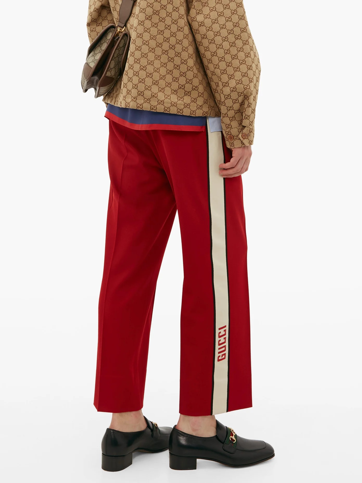 Straight-leg logo-stripe wool trousers - 6