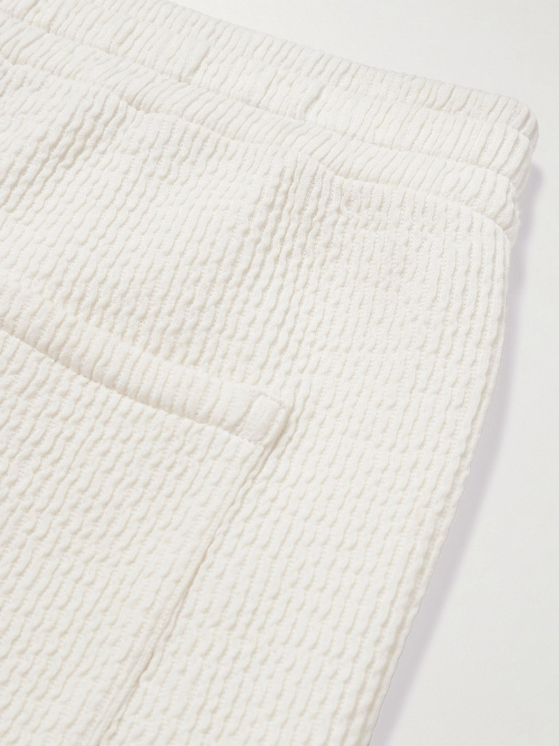 Trevone Straight-Leg Cotton-Blend Seersucker Drawstring Shorts White 5