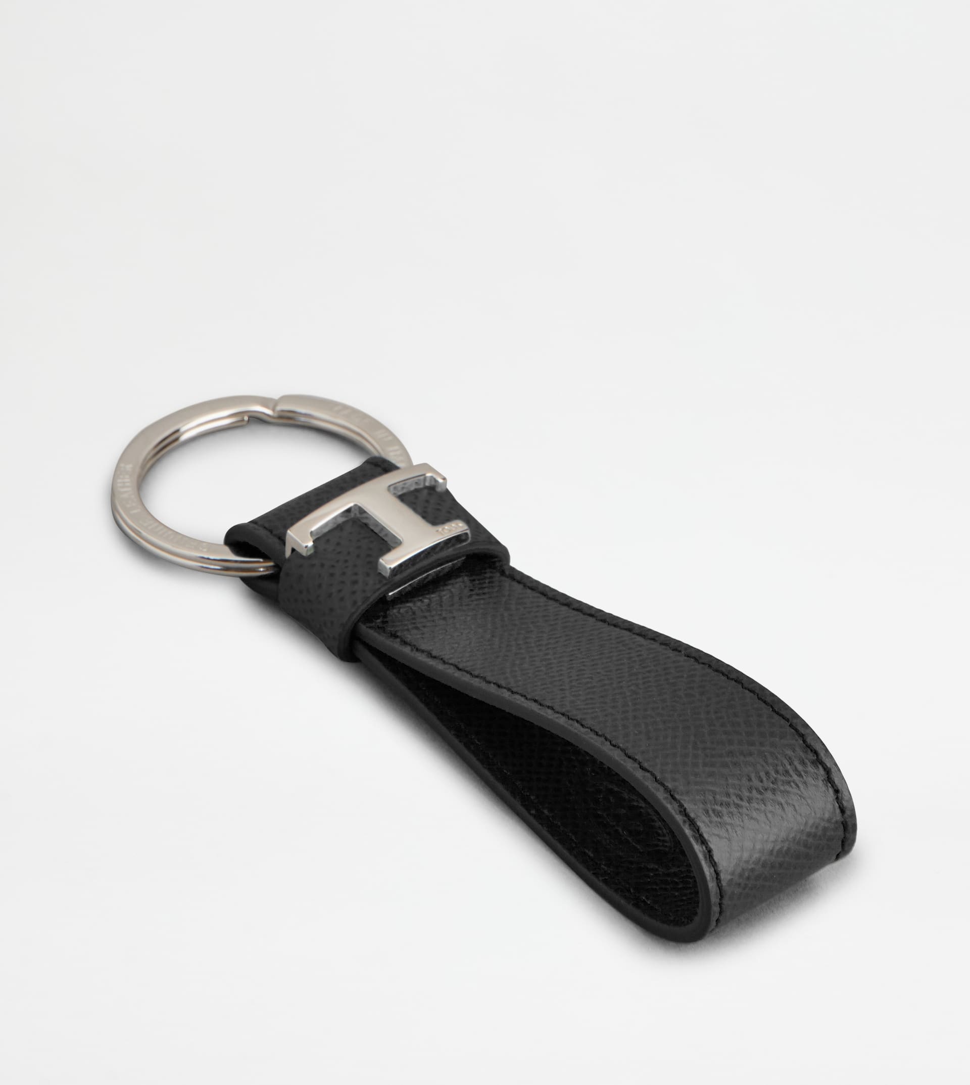 Tod's KEY HOLDER IN LEATHER - GREY, BLACK | REVERSIBLE