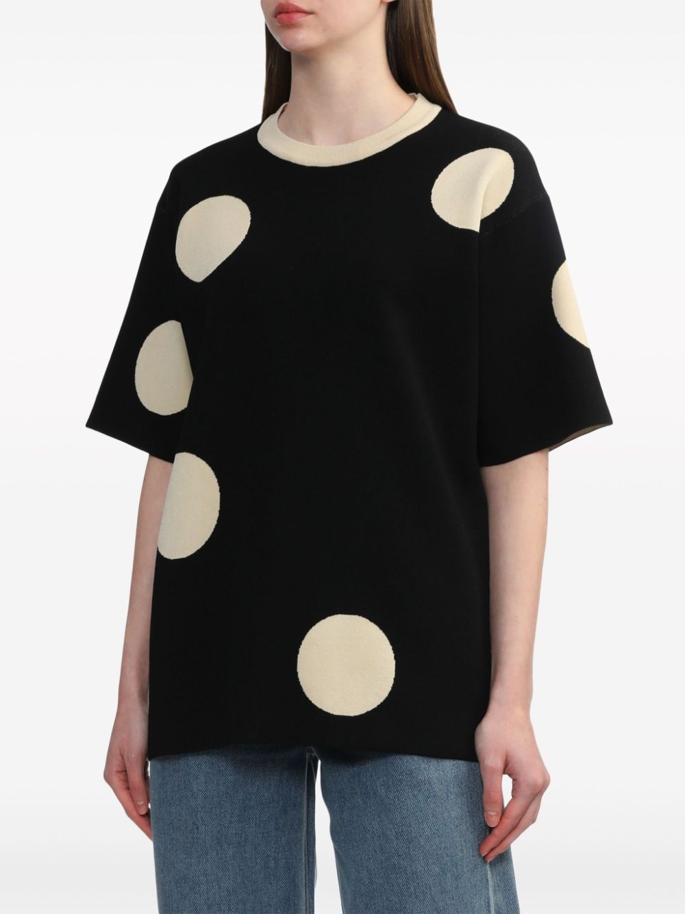 polka-dot intarsia-knit T-shirt - 3