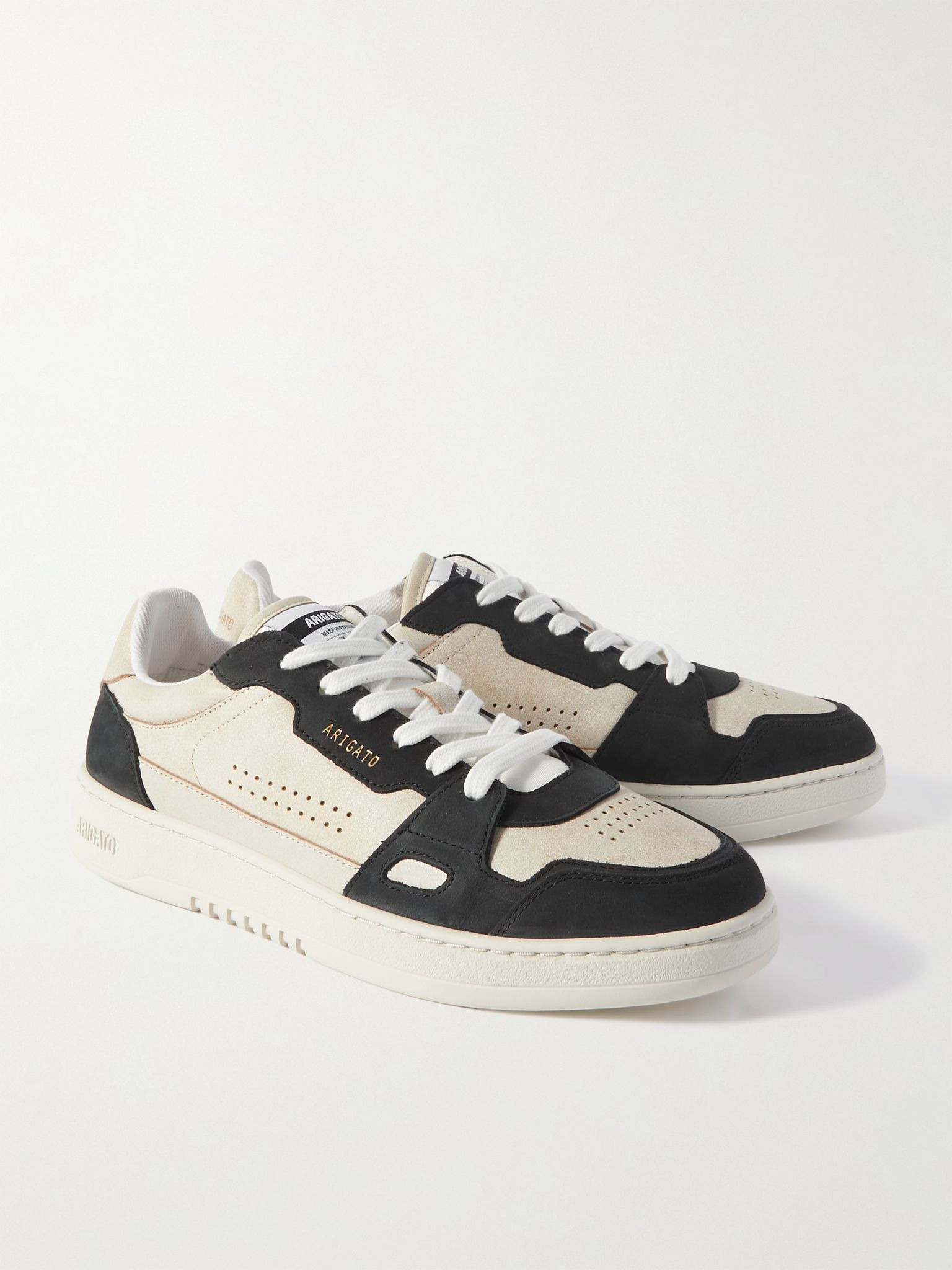 Dice Lo Nubuck-Trimmed Leather Sneakers Beige - 4
