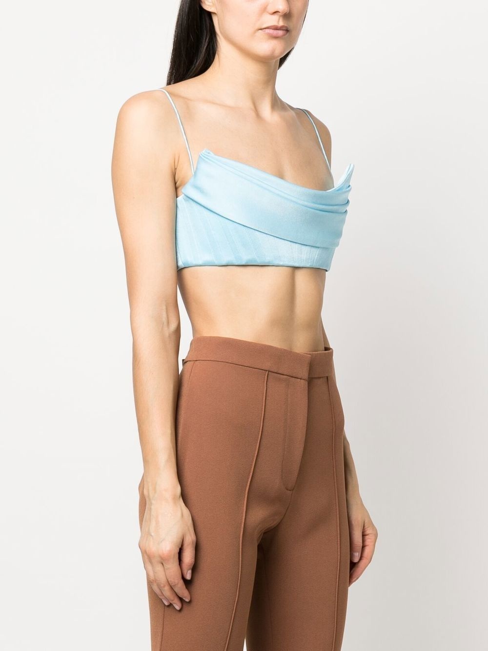 draped-detail cropped corset - 3
