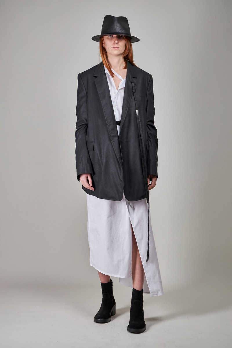 Ann Demeulemeester Agnes Slouchy Jacket Waxed , black outlook