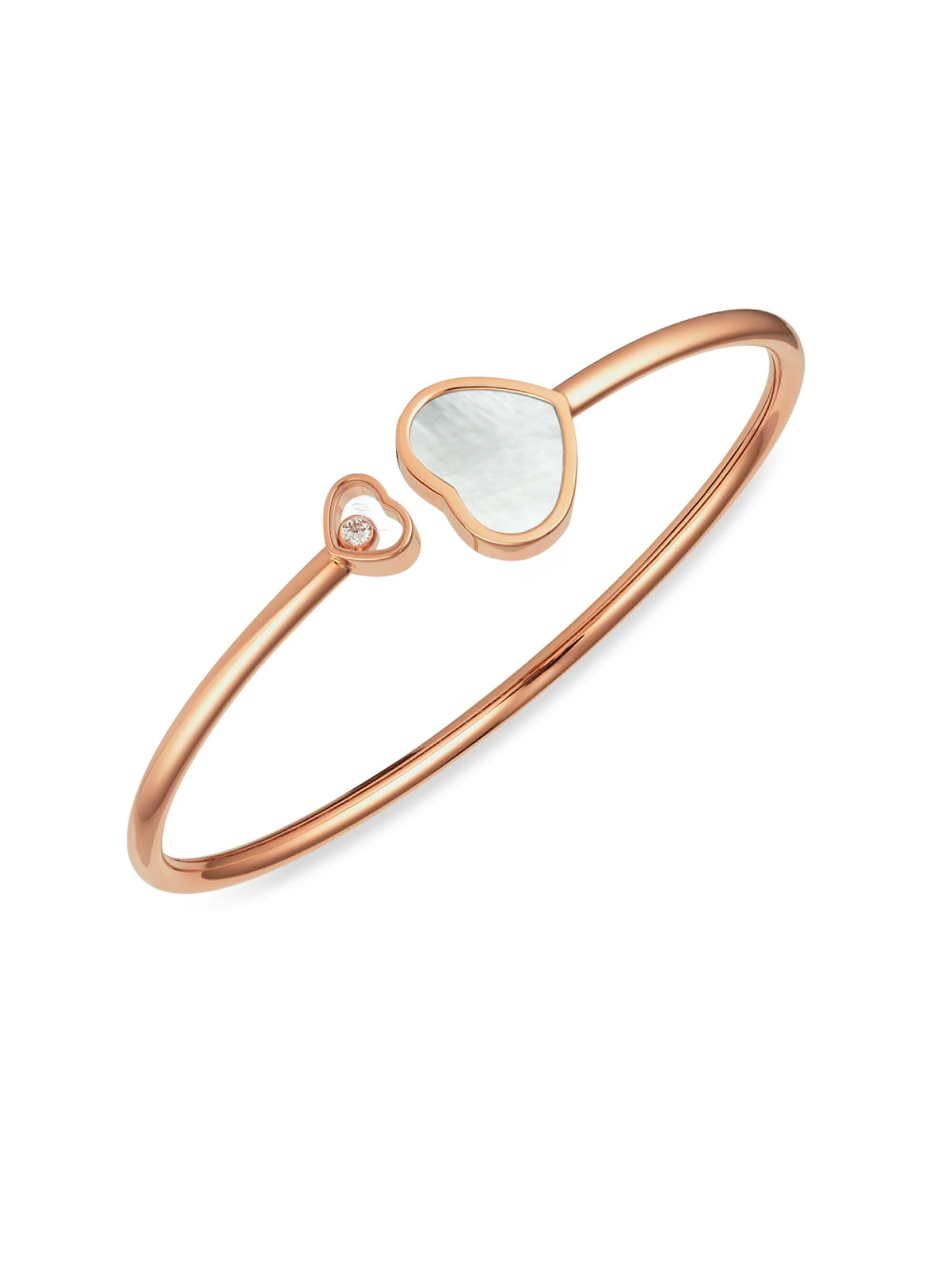 Women's Happy Hearts 18K Rose Gold, Diamond & Mother-Of-Pearl Bangle - Rose Gold - 1
