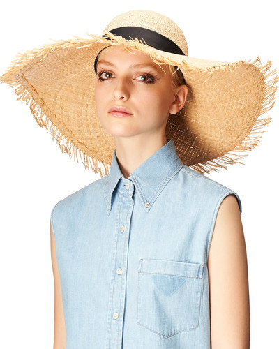 Prada Crocheted raffia hat outlook