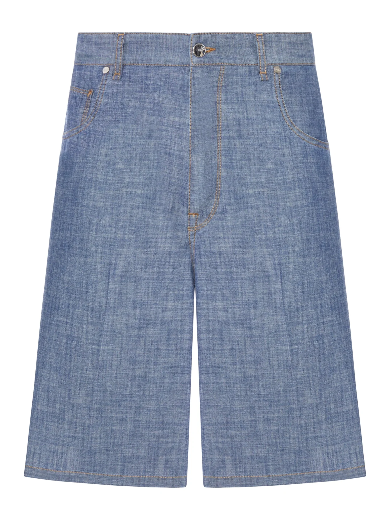 LIGHT BLUE CHAMBRAY BERMUDA SHORTS - 1